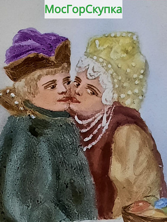 Тарелка Дорогой обычай, в Великий день — 17 см, Фабрика М.С. Кузнецова 