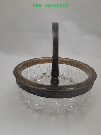 Конфетница.  Хрусталь, серебро 875 проба
