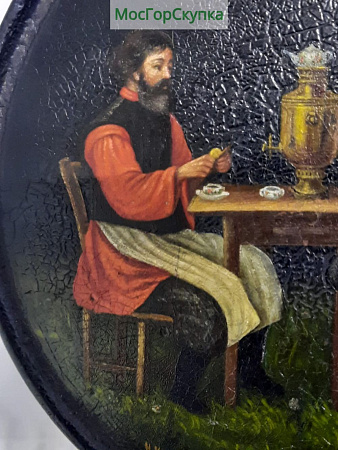 Чайница Чаепитие папье-маше — 19 век