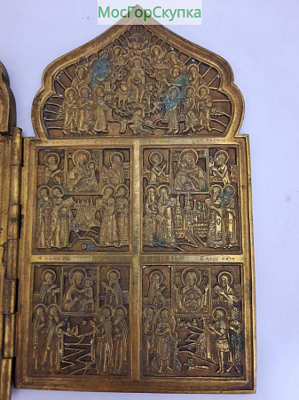 Складень Праздники — литьё — 19 век