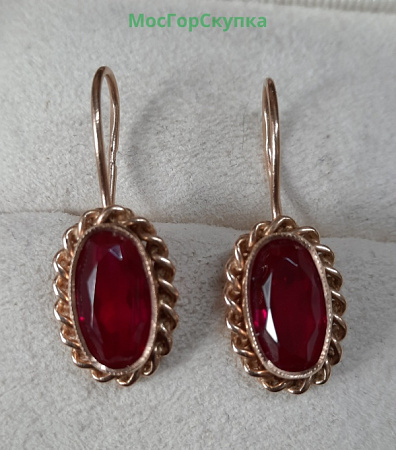 Серьги из золота 583 пробы, ювелирные вставки