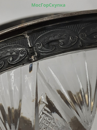 Конфетница.  Хрусталь, серебро 875 проба