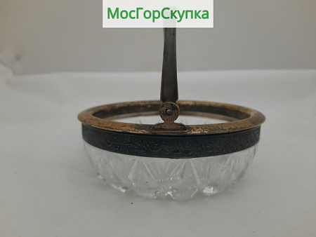 Вазочка - конфетница - Хрусталь, серебро, 875 пробы