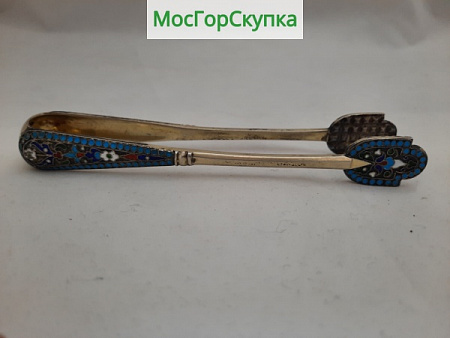 Щипцы для сахара. Серебро 84 проба, эмаль