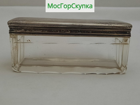 Коробочка парфюмерная — Серебро 84 проба, Стекло
