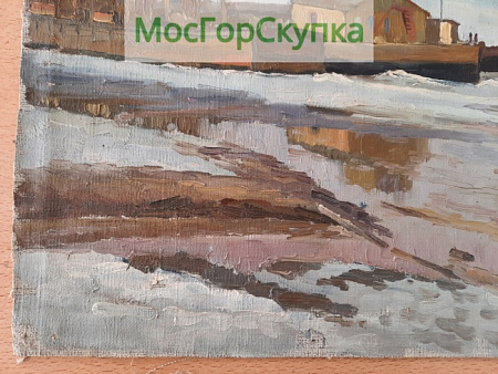 Картина Бункер и Баржа — Подпись Морозов 1941 г.