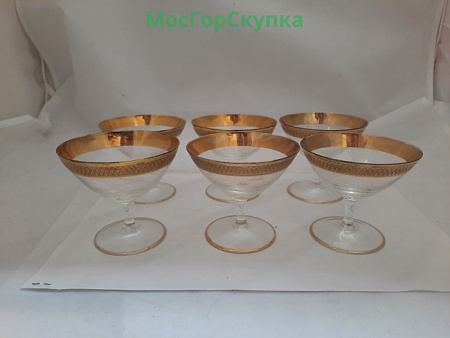 Бокалы для мартини 6 шт., стекло, золочение