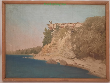 Картина - Обрывистый берег холст, масло, 1950-е годы