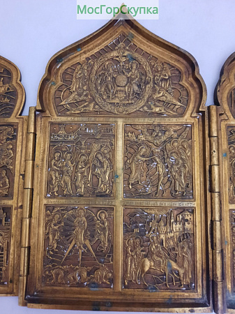 Складень Праздники — литьё — 19 век