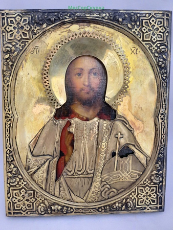 Икона Господь Вседержитель в серебряном окладе — 1873 г.