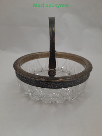 Конфетница.  Хрусталь, серебро 875 проба