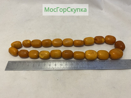 Старинные янтарные бусы — Вес 79 грамм