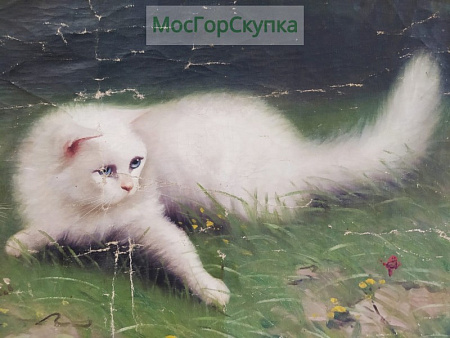 Картина маслом "Кошка и котёнок"