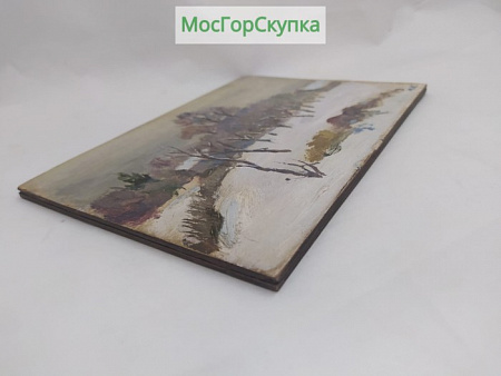 Картина Зимний пейзаж, доска, масло, с подписью автора
