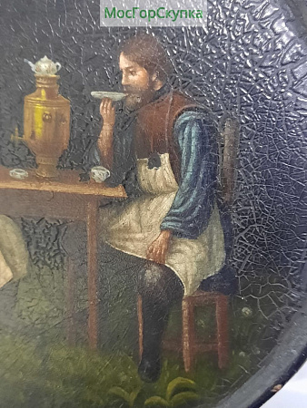 Чайница Чаепитие папье-маше — 19 век