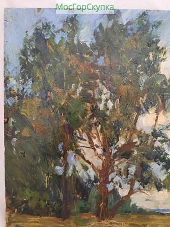 Картина Облачный день — картон, масло Авт. Комиссаров И.Е 1956