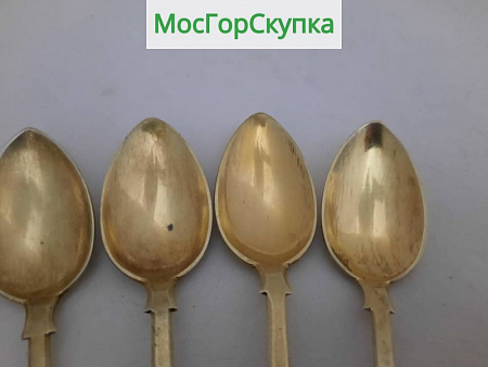 Ложки чайные 6 штуки — Серебро 875 проба — 158 грамм