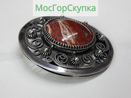 Брошь — Серебро 875 проба — Ювелирная вставка
