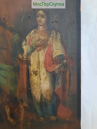 Икона Николай Чудотворец Иоанн Предтеча Святая Екатерина 19 век
