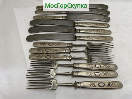 Столовые приборы — ножи 6 шт, вилки 6 шт. Gottlieb hammesfahr. Solingen. Foche