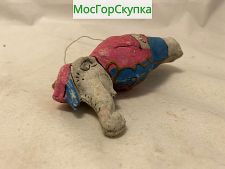 Ёлочная игрушка Слон — вата, папье-маше