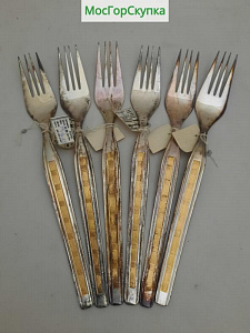 Купить Вилки столовые 6 шт — серебро 916 пробы