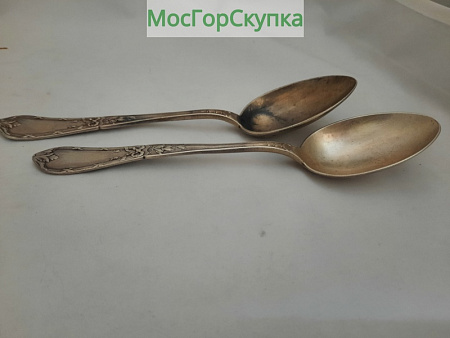 Ложка столовые 2 штуки — серебро 84 пробы
