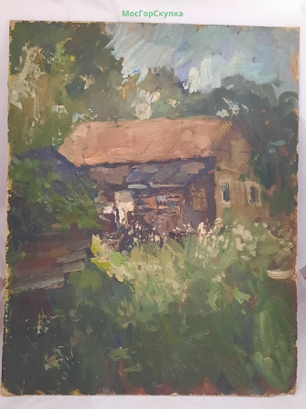 Картина "Избушка" картон, масло. 1960-е годы