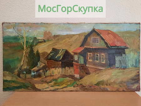 Картина Деревенский пейзаж — Авт. Пугачев В — 20 век