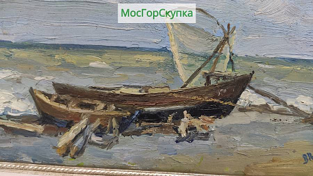 Картина- Лодки - Платонов В.И., картон, масло, 1954
