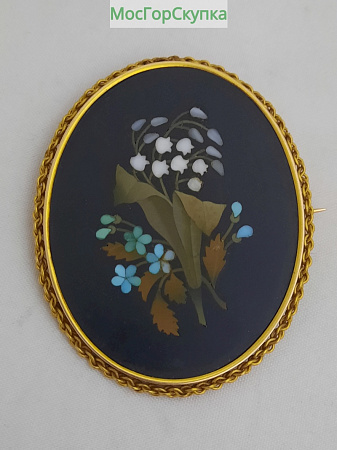 Брошь —  Мозаика, камень, золото 583 проба