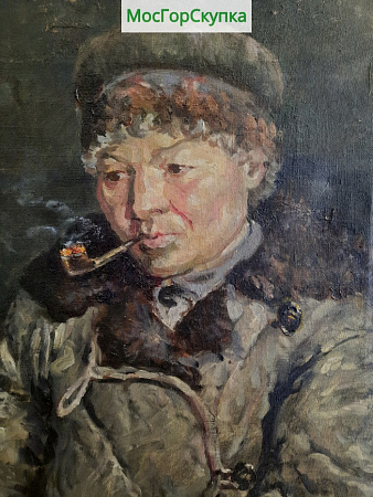 Картина Женщина с трубкой — Художник Н. Самсонова 1943 г — холст, масло