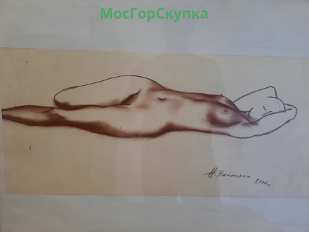 Картина "Ню", бумага, пастель, художник Загоскин