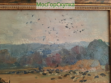 Картина Пашня — картон, масло