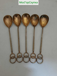 Купить Ложки Свадебные из серебра 5 штук — серебро 916 пробы 136 грамм