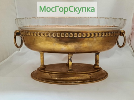 Ваза для фруктов. Латунь, стекло — 19 век