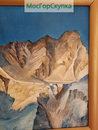 Картина Восход в горах Гималаи — холст, масло. Авт. Карки Т.А. —  20 век