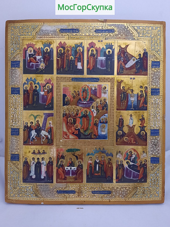 Икона Праздники, Левкас, темпера — 19 век