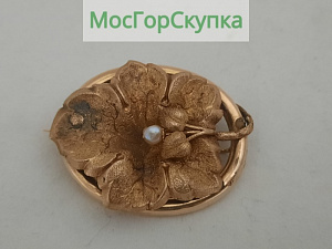 Купить Брошь. Золото 56 проба, жемчуг — 1857 год