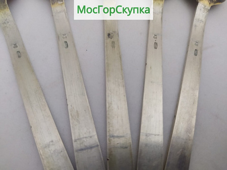 Ложки кофейные из серебра 5 штук — серебро 916 пробы