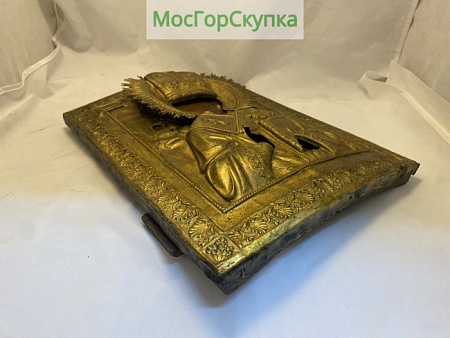 Икона Николай Чудотворец латунный оклад