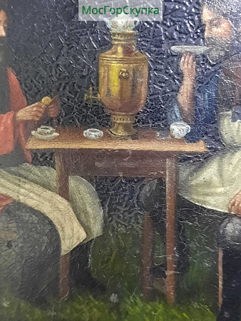 Чайница Чаепитие папье-маше — 19 век