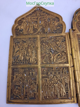 Складень Праздники — литьё — 19 век