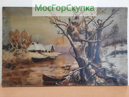 Картина Деревенский пейзаж зимой — 20 век