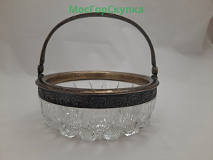 Купить Конфетница.  Хрусталь, серебро 875 проба