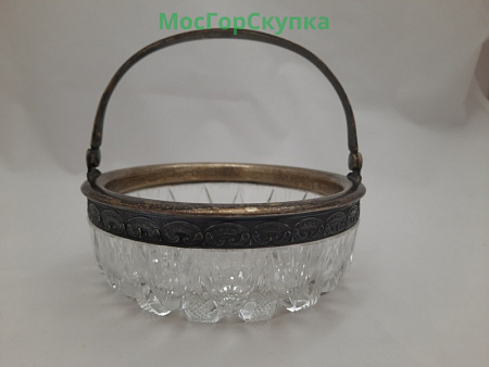 Конфетница.  Хрусталь, серебро 875 проба