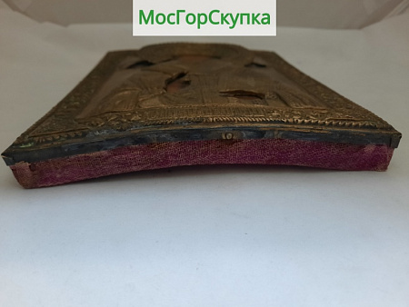 Икона Николай Чудотворец оклад латунь 19 век 22 х 18 см