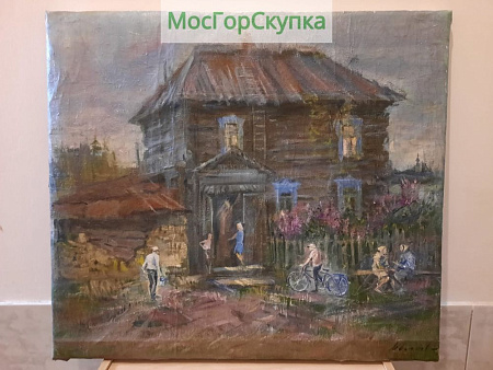 Картина Сельские будни холст масло Автор Иванова В.В 