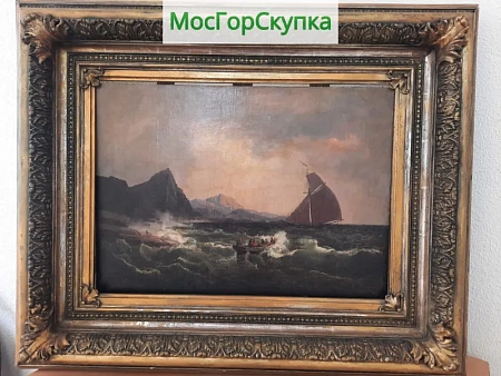 Картина "Морской пейзаж" — холст, масло — 1865 год