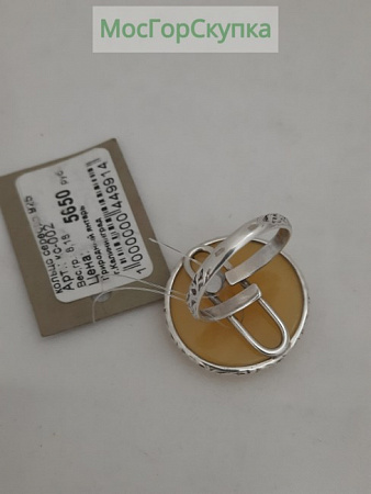 Кольца. Янтарь, серебро 925 проба